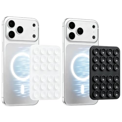 (2 Pack) Magnetic Suction Sticky Phone Grip for Magsafe, Clear & Black - color: Transparent & Black