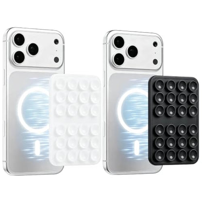(2 Pack) Magnetic Suction Sticky Phone Grip for Magsafe, Clear & Black - color: Transparent & Black