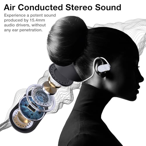 Purity Air Open Ear Headphones - True Air Conduction Wireless Bluetooth Open Ear Earbuds with Dual Mic for iPhone/Android - Secured Long Wearing Comfort, Sports Sweat Resistant (Blue Dots) - color: Blue Dots