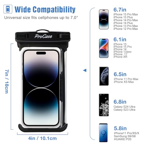 ProCase 2 Pack Waterproof Phone Pouch, Underwater Phone Case Up to 7", Dry Bag for iPhone 17 Air 16 15 14 13 Pro Plus Max, Galaxy S24 S23 S22 Ultra Pixel, Beach Essentials -Green - color: Green