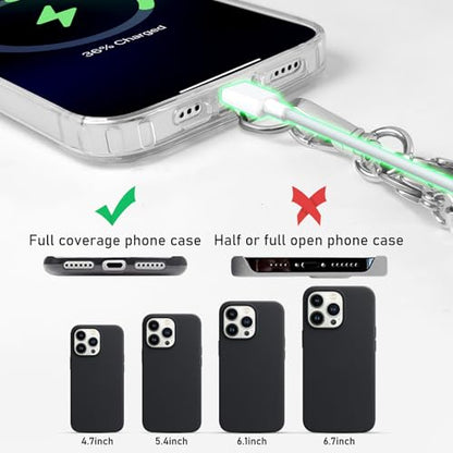 ROCONTRIP 2 In 1 Cell Phone Lanyard Crossbody Chain And Phone Wrist Strap Set Adjustable Phone Lanyard Chain Fit iPhone 16 With Metal Phone Tether Tab Detachable And Neck Strap - color: Darkgrey+silver
