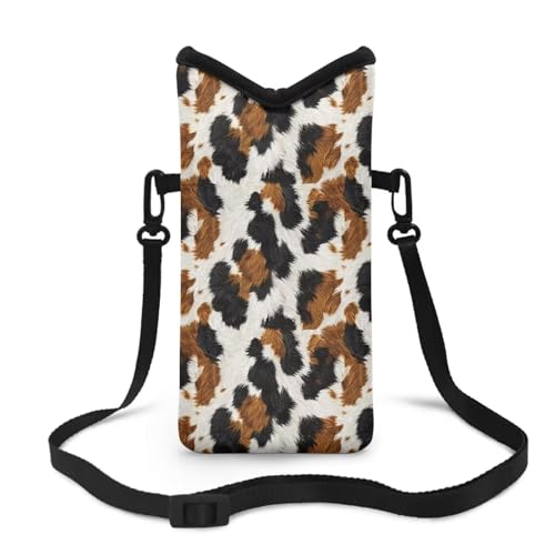 Cow Fur Print Crossbody Cell Phone Purse with Adjustable Strap, Women's Small Crossbody Wallet Bags, 4 x 8 inch for Most Phones - color: Cow Fur Print