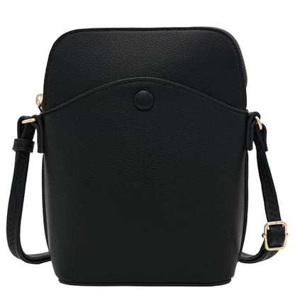 Small Crossbody Bag with Gold Hardware, Mini Shoulder Purse with Adjustable Strap - color: Black