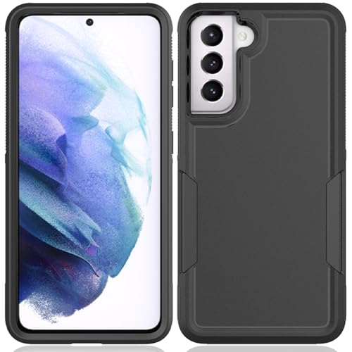 TENOC Phone Case for Samsung Galaxy S21 5G, Black Case Heavy Duty Protective Cover Shockproof Rugged Bumper - color: Black Solid, size: S21