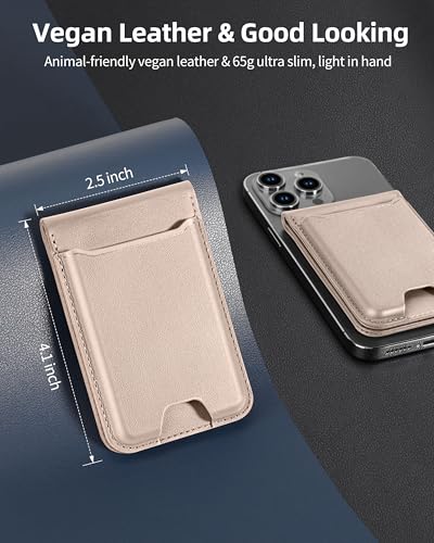 For Magsafe Wallet Stand, 6 Cards Holder, RFID Blocking | Strongest Magnetic Wallet for iPhone 17/16/15/14/13/12 Series, ID Window, Vegan Leather, Desert Titanium Gold - color: Desert Titanium Gold
