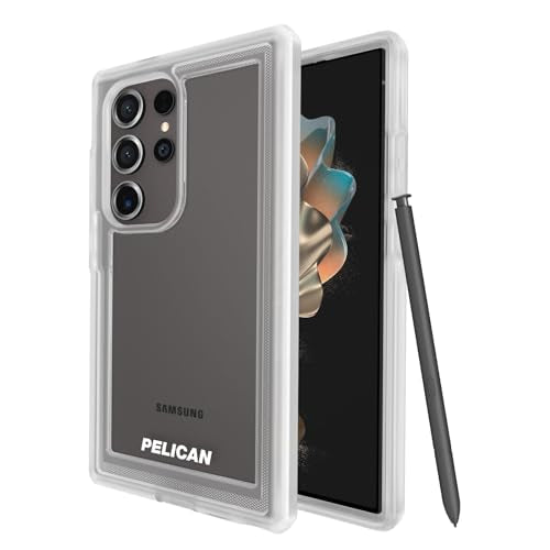 Pelican Voyager - Samsung Galaxy S24 Ultra Case [6.8”] [18ft MIL-STD Drop Protection] [Wireless Charging] Rugged Phone Case for Samsung Galaxy S24 Ultra w/Belt Clip Holster Stand - Anti Yellow - Clear - color: Clear