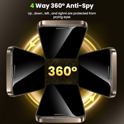 WSKEN for iPhone 16 Pro Max Privacy Screen Protector - 4 Way 360 Anti Spy