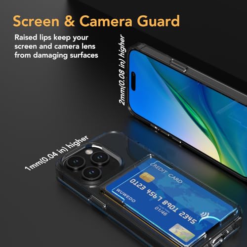 for iPhone 15 Pro Clear Card Case - Hybrid Slim Fit Wallet with Card Holder, TPU + PC, Anti-Yellowing, 6.1" 2023 - color: Clear, size: iPhone 15 Pro