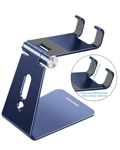 OMOTON C2 Adjustable Cell Phone Stand with Charging Cutout, Navy Blue - color: Navy Blue