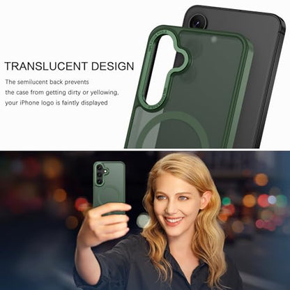 BENTOBEN Magnetic for Samsung Galaxy S24 Plus Case [Compatible with Magsafe] Translucent Matte Slim Thin Shockproof Anti-Yellow Women Men Protective Phone Cover for Samsung S24 Plus 6.7", Dark Green - color: Forest Green