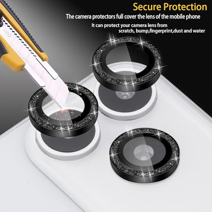Camera Lens Protector for iPhone 17 Pro/17 Pro Max, Glitter Black - color: Glitter Black