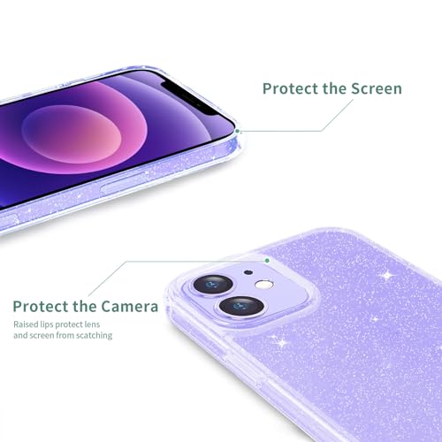 JJGoo Crystal Glitter Designed for iPhone 12 Case/for iPhone 12 Pro Case for Women, Sparkle Bling Shockproof Protective Thin Slim Case (6.1”) 2020, Clear Glitter - color: Bling