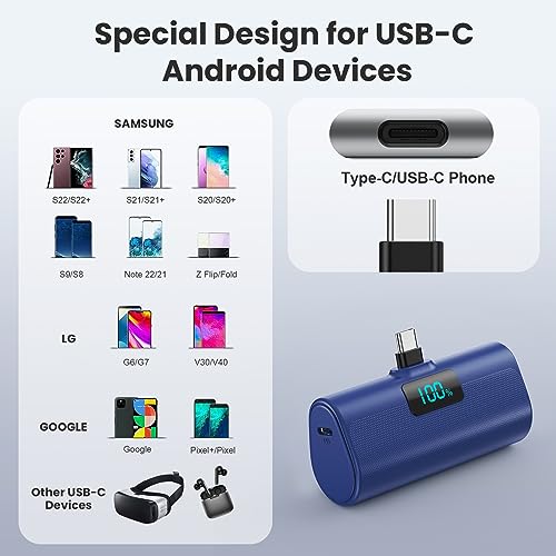 [2-Pack]Portable Charger for iPhone 16/15 Series,6000mAh PD USB C Power Bank Built-in USB-C Connector,Battery Pack Compatible with iPhone 16/16 Plus/16 Pro/16 Pro Max/15 Series,Android (Black+Blue) - color: Black+Blue