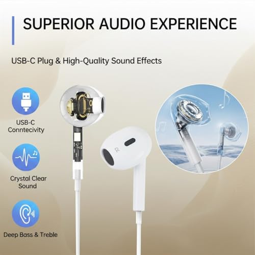 2Pack USB C Headphones Wired USBC Earbuds for iPhone 17 16 15 Pro Max