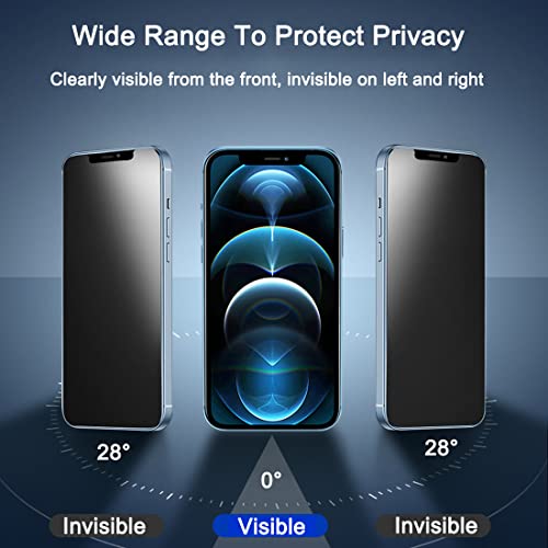 2 Pack Compatible with iPhone 12 Pro Max 6.7" Matte Privacy Screen Protector, Anti-Glare Anti-Spy Scratch Resistant Tempered Glass Film, Anti-Shatter, Rounded Edge Full Coverage