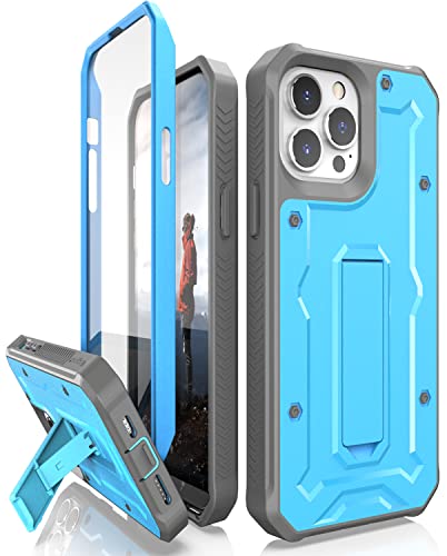 CaseBorne ArmadilloTek V Compatible with iPhone 13 Pro Max Case - [Up to 21 Feet Drop Proof] - Military Grade Heavy Duty with Built-in Screen Protector and Kickstand - Blue - color: Blue