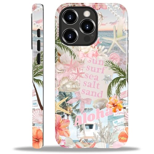 Case for iPhone 14 Pro Max, Cute Phone Case, Aloha Summer Collage | Hybrid 2-Layer Phone Cover，Military-Grade Protection Durable Shockproof Anti-Scratch Cases - color: Pink Aloha Summer Collage, size: Iphone 14 Pro Max