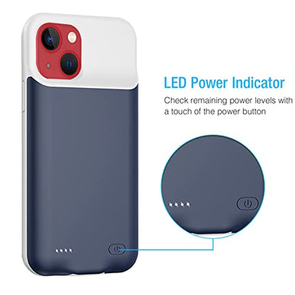 Battery Case for iPhone 13 Mini/12 Mini,Upgraded 7000mAh Slim Portable Rechargeable Protective Charging Case Compatible with iPhone 13 Mini/12 Mini (5.4 inch) Extended Battery Pack Charger Case-Blue