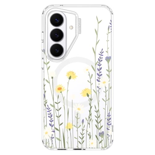 MOSNOVO for Samsung Galaxy S26 Clear Case, Fit for MagSafe, 6.6ft Military-Grade Shockproof Magnetic Protective Phone Cover,Wild Meadow - color: Clear - Wild Meadow, size: Samsung Galaxy S26