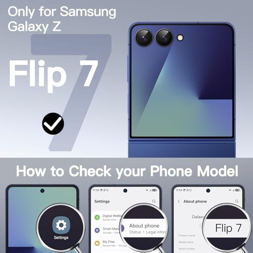 JETech Case for Samsung Galaxy Z Flip 7, Blue Shadow | Built-in Front Screen Protector, Slim Hard PC Design, Shockproof Protection, Anti-Scratch Finish - color: Blue Shadow
