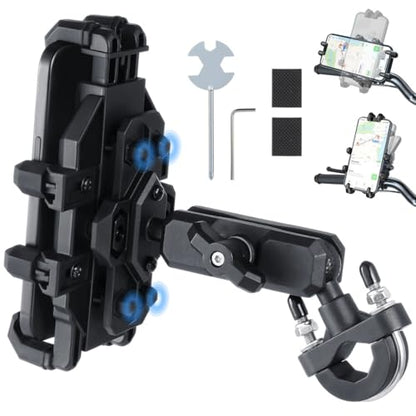 Vibration Dampening Motorcycle Phone Holder, Adjustable Mount for 4.7-7.2 Phones with Anti-Shake Features
