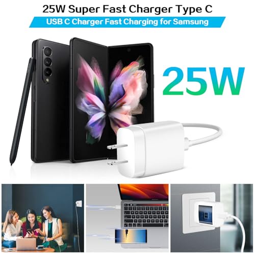 Samsung Super Fast Charger,Samsung Charger Fast Charging Block,3Pack 25WSamsung USB C Wall Charger,10FT Quick USB C Cable for SamsungGalaxy S26 Ultra/S26/S25+/S24/S23/S22/S21/Z Fold 8/7/6,Z Flip 8/7/6 - color: White, size: 10FT 3Pack