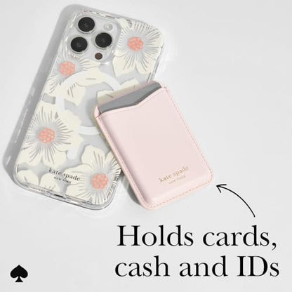 kate spade new york Magnetic Card Holder/Wallet - Pale Dogwood | Stylish Phone Wallet - Compatible w/MagSafe Phones & Cases -Detachable MagSafe Wallet for iPhone 17 Pro Max/16/15/14/Pixel 10 - color: Pale Dogwood