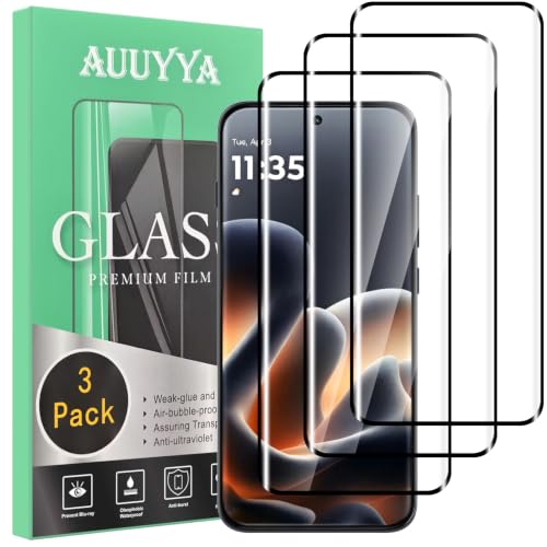 3-Pack for Motorola Moto Edge 70 Pro / 70 Fusion Screen Protector Tempered Glass, 3D Full Edge Coverage Film, 9H Hardness Bubble-Free Film, AUUYYA Anti-Scratch Protective Glass for Moto Edge 70 Pro 5G - size: Moto Edge 70 Pro