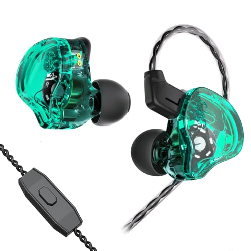 YINYOO CCZ Melody Gaming Earbuds Wired in Ear Hearphones with Microphone IEM HiFi Bass with 1DD 1BA Hybrid, Detachable Cable for Smartphones/PC/Tablet/Gaming/Video/Music/Calling (Green, with mic) - color: Green, size: 3.5mm-With Microphone, style: 3.5mm-W