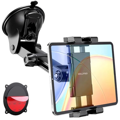 OHLPRO Tablet Holder for Car Dashboard & Windshield, Long Arm Suction Cup Tablet Mount Fits 5-17" iPad Pro/Air/Mini, Stable iPad Car Mount for Truck/SUV/Semi, Ideal Tech Gift for Drivers & Traveler