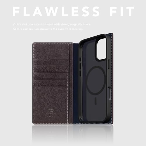 SLG D8 Full Grain Leather Wallet Case for iPhone 16 - [2-in-1] Handcrafted Detachable Diary Style with Magnetic MagSafe Back Cover, Gift Box Included (Brown Cream) - color: [D8 Full Grain] Brown Cream, size: iPhone 16