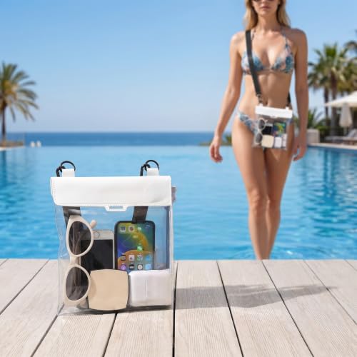 Waterproof Phone Pouch 2.6L Large Capacity Dry Bag with Sensitive Touch Screen 3-Layer Seal Underwater Case for Beach Snorkeling Rafting-Beige - color: Beige