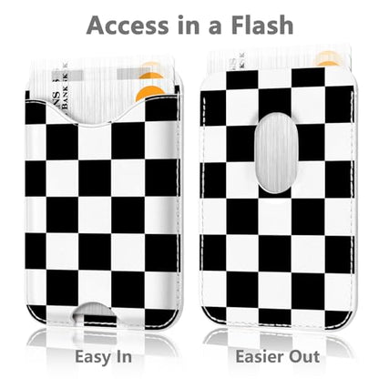 Checkered Magnetic Wallets Compatible with Magsafe Wallet for iPhone 17/16/15/14/13/12 Series Pro Max Plus Air, Phone Magnet Card Holder for Women Men Lether Mag Safe Black - color: Checkered (Black)