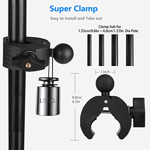 Treadmill Tablet Ipad Holder Bike Handlebar Mount Clamp for Stationary Bicycle Elliptical Spin Bike Peloton Stroller for 4-13" Devices, iPad Pro 12.9, Air, Mini, Galaxy Tabs, iPhone