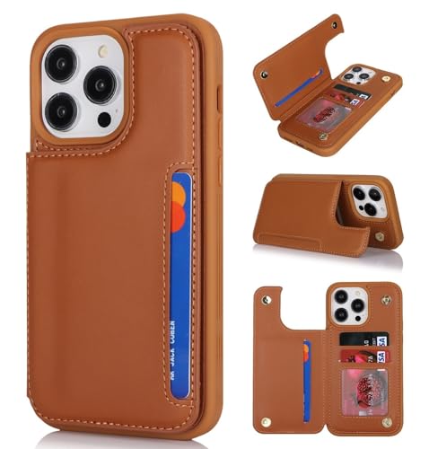 iCoverCase Compatible with iPhone 14 Pro Case with Card Holder, Wallet Case for Women Men RFID Blocking PU Leather Protective Phone Case 6.1 Inch (Light Brown) - color: Light Brown