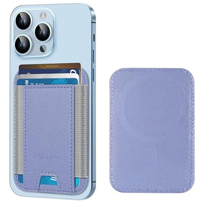 HiWe for MagSafe Wallet, 7 Cards Holder for Phone Case, RFID Blocking - color: Lavender Wallet - Grey Band