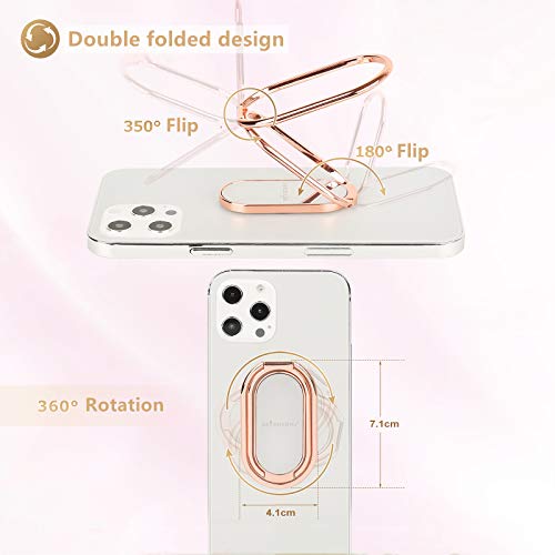 Phone Ring Holder Finger Kickstand 360°Rotation Cellphone Back Grip Foldable Cell Phone Stand for Desk Compatible with iPhone iPad Smartphones Tablets (Rose Gold) - color: Rose Gold