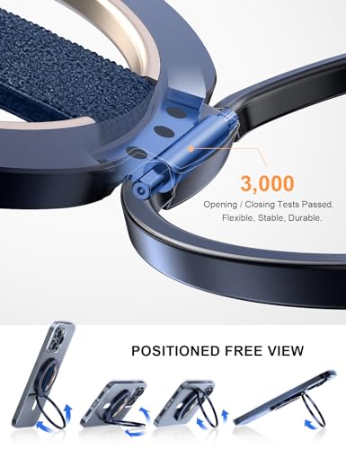 EWA MagOne Ultra for Magsafe Phone Grip Kickstand [Replaceable Elastic Finger Loop], Mag Safe Ring Holder Stand, Two-Sided Magnetic Phone Accessories for iPhone 17,16,15,14,13,12 Pro/Max/Plus-Blue - color: Blue