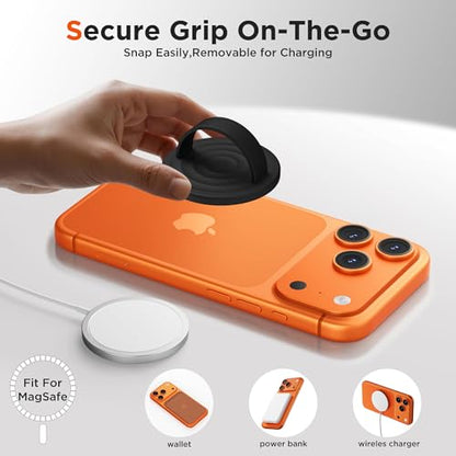 Magnetic Phone Grip Ring, Compatible with MagSafe, Upgraded Liquid Silicone for Secure Comfort, Rotating Finger Loop Ring Grip Holder for iPhone 17/16/15/14/13/12 Pro Max Plus, Black - color: Black