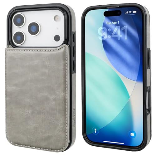 ONETOP for iPhone 17 Pro Wallet Case with Credit Card Holder,Gray | Kickstand,ID/Cash Holder,Case Wallet with Card Slots,Double Magnetic Clasp,Durable PU Leather Shockproof Cover for Women Men - color: Gray