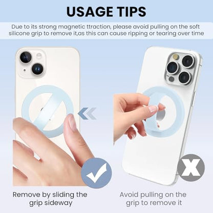 Magnetic Silicone Ring Grip Phone Holder, Loop Grip Phone Holder,Magnetic Phone Loop,Magsafe Phone Grip,Compatible with Magsafe for iPhone 16/15/14/13/12 Series (Blue) - color: Blue
