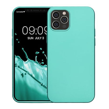 kwmobile Case Compatible with Apple iPhone 12 / iPhone 12 Pro Case - Soft Slim Metallic TPU Silicone Cover - Metallic Turquoise - color: metallic turquoise