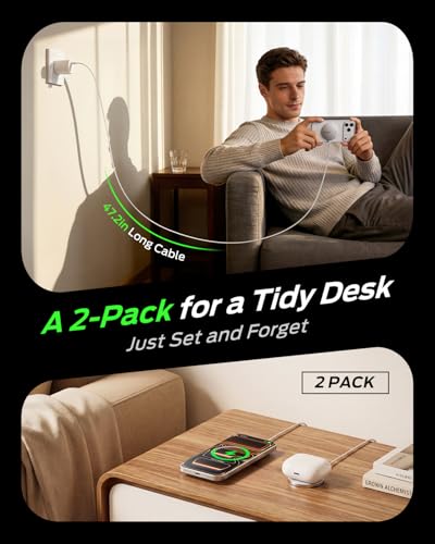 MOVESPEED Qi2.2 25W Magnetic Wireless Charger 2 Pack, MagSafe Fast Charging Pad, Compatible with iPhone 17/16/15/14/13/12 Series, AirPods Pro/4/3/2,Samsung Galaxy and More(White) - color: White, size: 2 pack