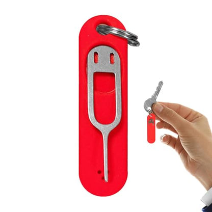 Sim Card Removal Tool - Sim Ejector Tool | Sim Card Tray Eject Pin with Detachable Keychain & Silicone Case | Sim Card Tray Opening Tool Eject Pins Needle Opener Ejector for Smartphone, Red
