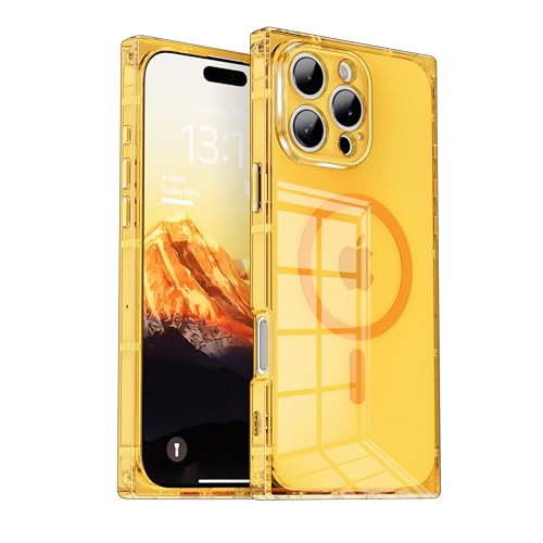 IAIYOXI Rectangle Edge Magnetic Clear Case for iPhone 11, Compatible with MagSafe, Full Camera Protection & Reinforced Corners, Thin Slim Shockproof TPU Phone Cover for Women Girls, Orange - color: Orange, size: iPhone 11