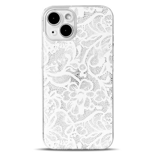 NITITOP Compatible for iPhone 14 Case Flower - White | Cute, Clear, Stylish, Lace vines floral design, For Women Girls, silm, Soft TPU, Shockproof, Waterproof - color: White, size: iPhone 14