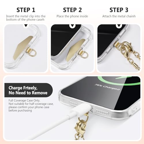 TENOC Universal Metal Phone Wrist Strap/Crossbody Chain - color: B-gold