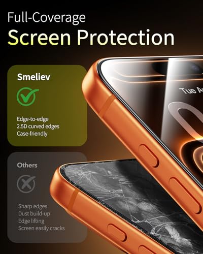 for iPhone 17 Pro Max Screen Protector, 3 Pack, Military Grade Shatterproof, [Full Coverage] [Scratch Resistant] 9H+ Hardness Tempered-Glass Film, HD Clear, 6.9 inch