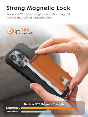 for MagSafe Wallet,Strong Magnetic 7 Card Holder with Stand,Pop Up Cards,RFID Blocking,Metal Leather,Ultra Slim Travel Wallet for iPhone 16 15 14 13 12 Android,Gifts for Men Women (Brown) - color: Brown