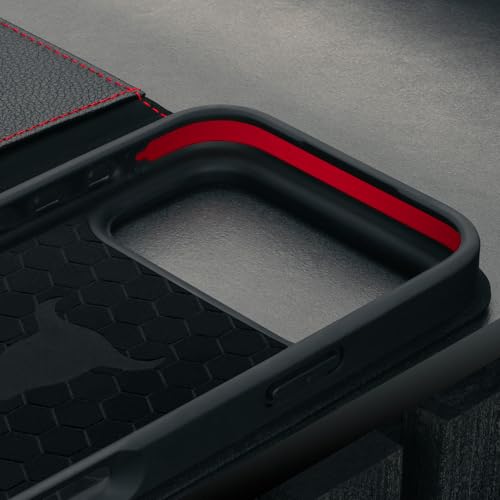TORRO Leather Case Compatible with iPhone 17 Pro Max 6.9" 2025 - Premium Leather Wallet Flip Case with Kickstand and Card Slots (Compatible with Official MagSafe Chargers) - Black - color: Black with Red Detail, size: iPhone 17 Pro Max